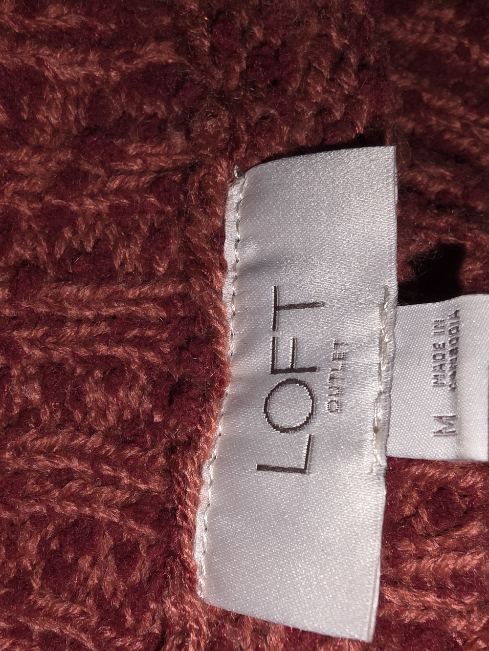 LOFT Chunky Ribbed Mock Neck Sweater - Rust - Picture 3 of 4